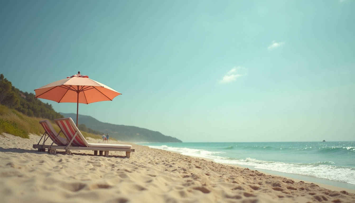 Eye-level view of a relaxing beach scene