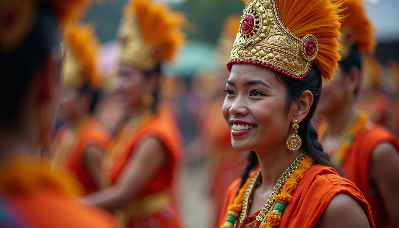 Close-up view of traditional dance at Hornbill Festival