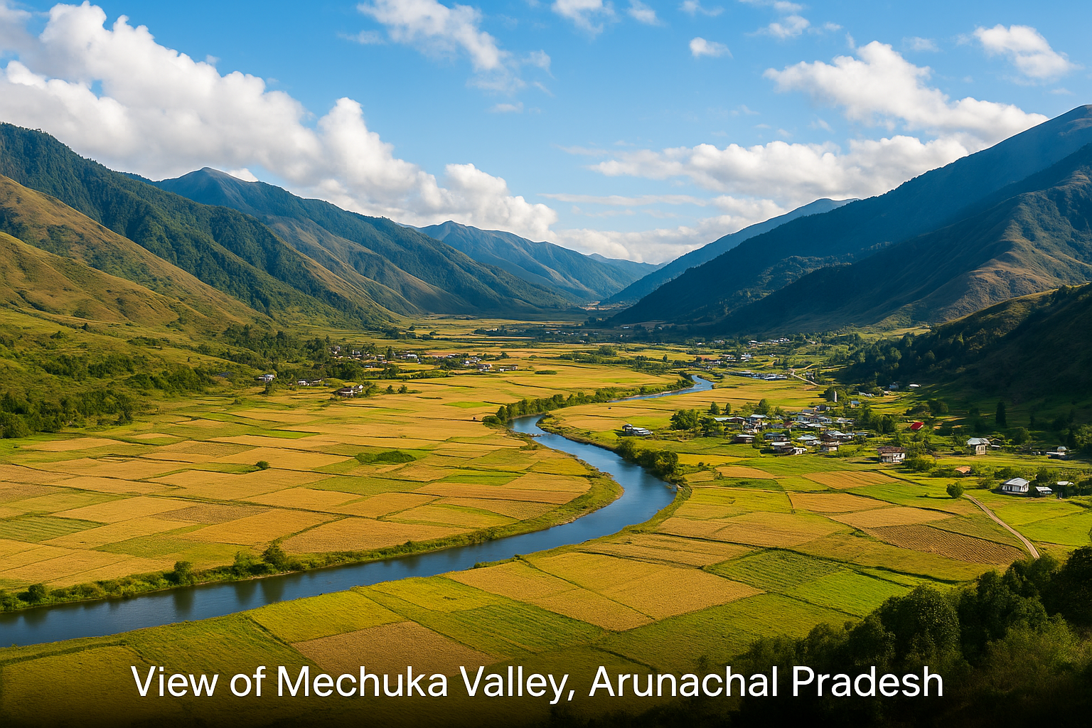 View of Mechuka valley, Arunachal Pradesh