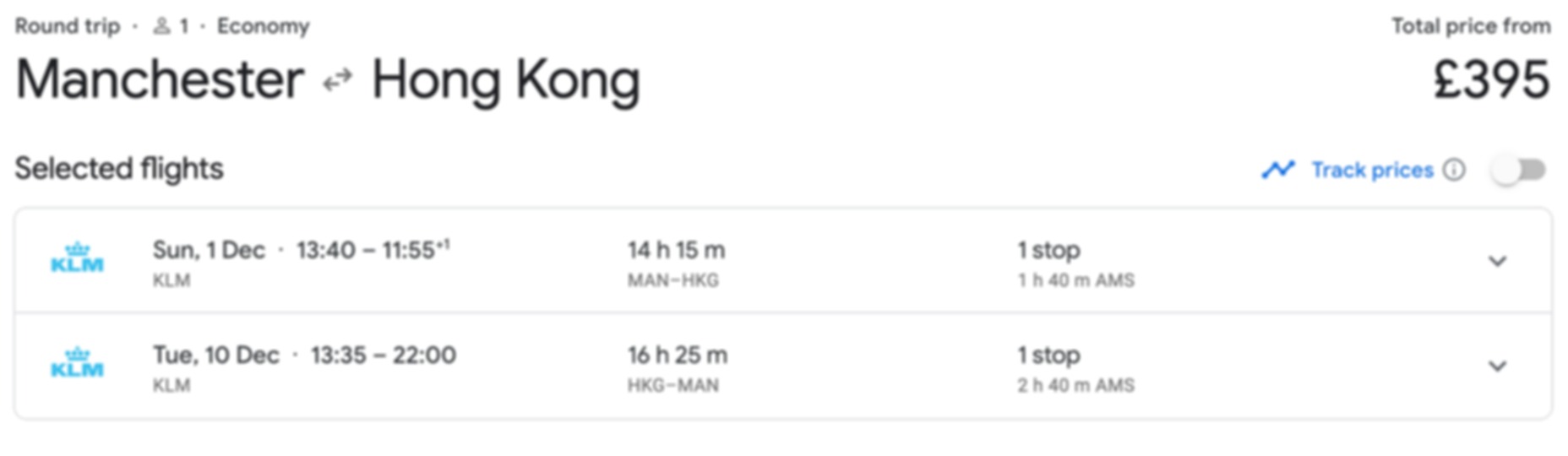 Manchester - Hong Kong only £395 RTN