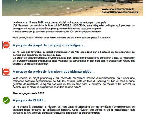 MESSAGE AUX HABITANTS D'ARJUZANX