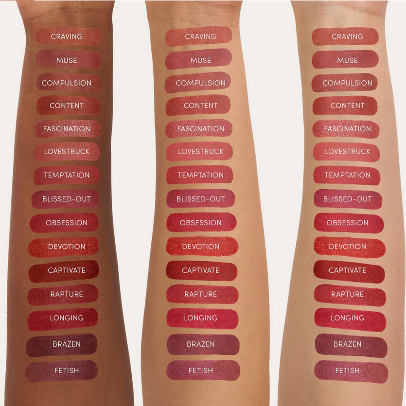 Thumbnail: Three arms with dark to light skin tones showing all the shades available to choose from.