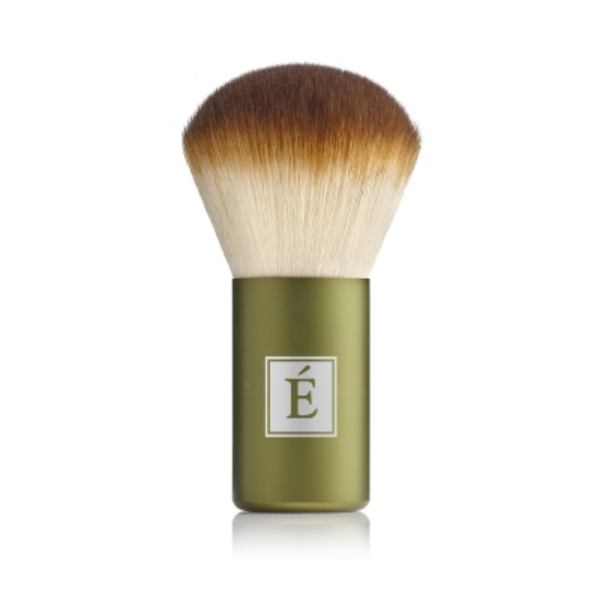 Green and brown cosmetic brush for make up.