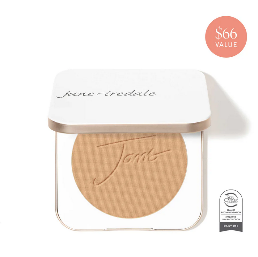White make up compact containing a warm sweet honey shade of face concealer.