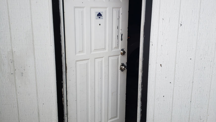 New exterior garage door before