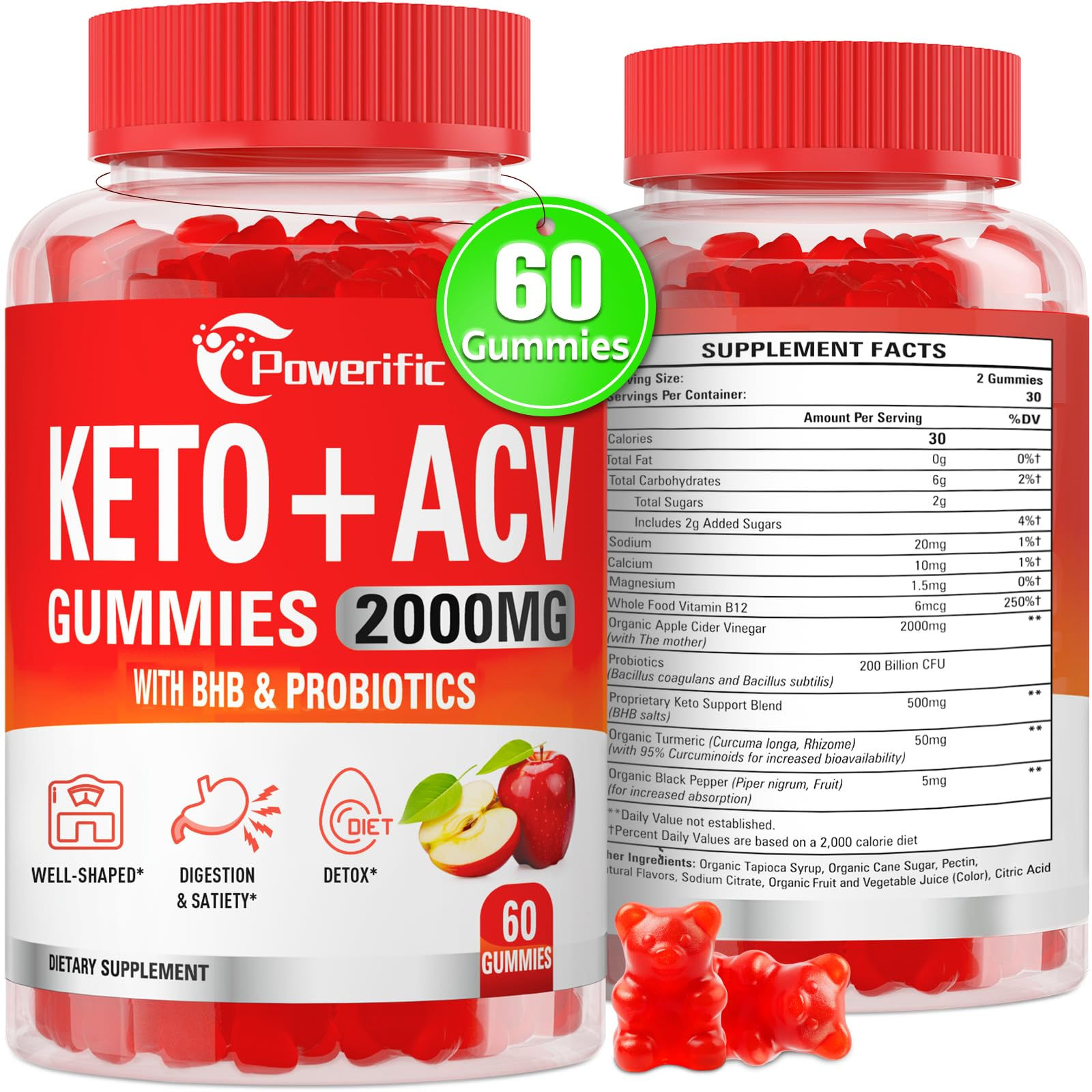 Apple Cider Vinegar Gummies Keto ACV Gummies Advanced with Probiotics & Vitamin 