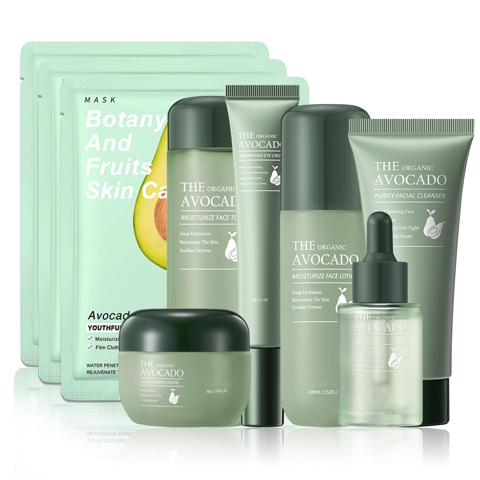 Avocado Skincare SetHydrating Travel Size Avocado Face WashMoisturizing Face Ton