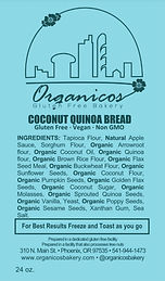 Organicos Gluten Free Bakery Coconut Quinoa label