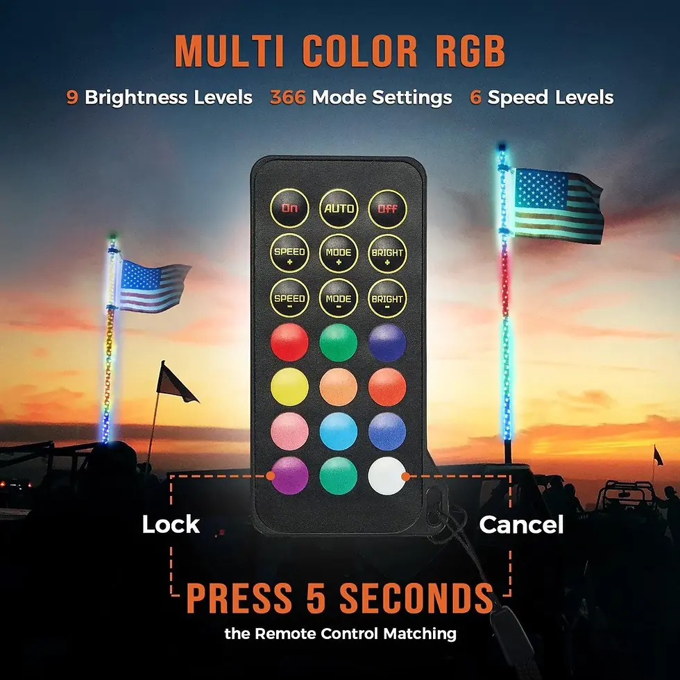 Thumbnail: Spiral Whip Light Set, 2PCS Whip Light & Flag mount & 12V Switch On-off