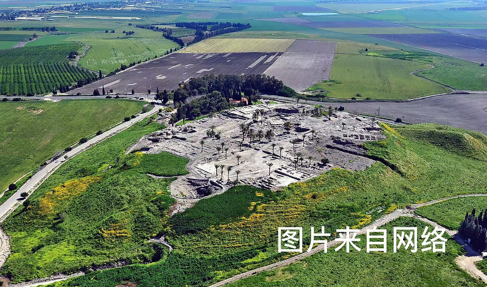 Bird eye view of Tel Megiddo