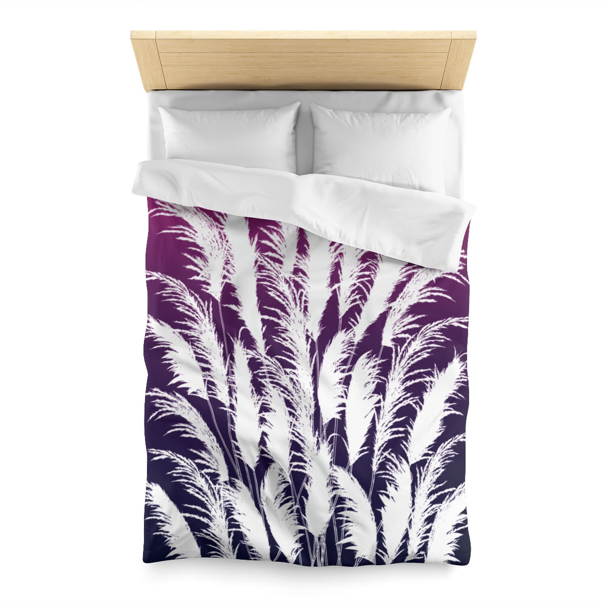 purple and white sunset white pampas grass silhouette printed twin duvet by georgie and lexy gifts and home bedding