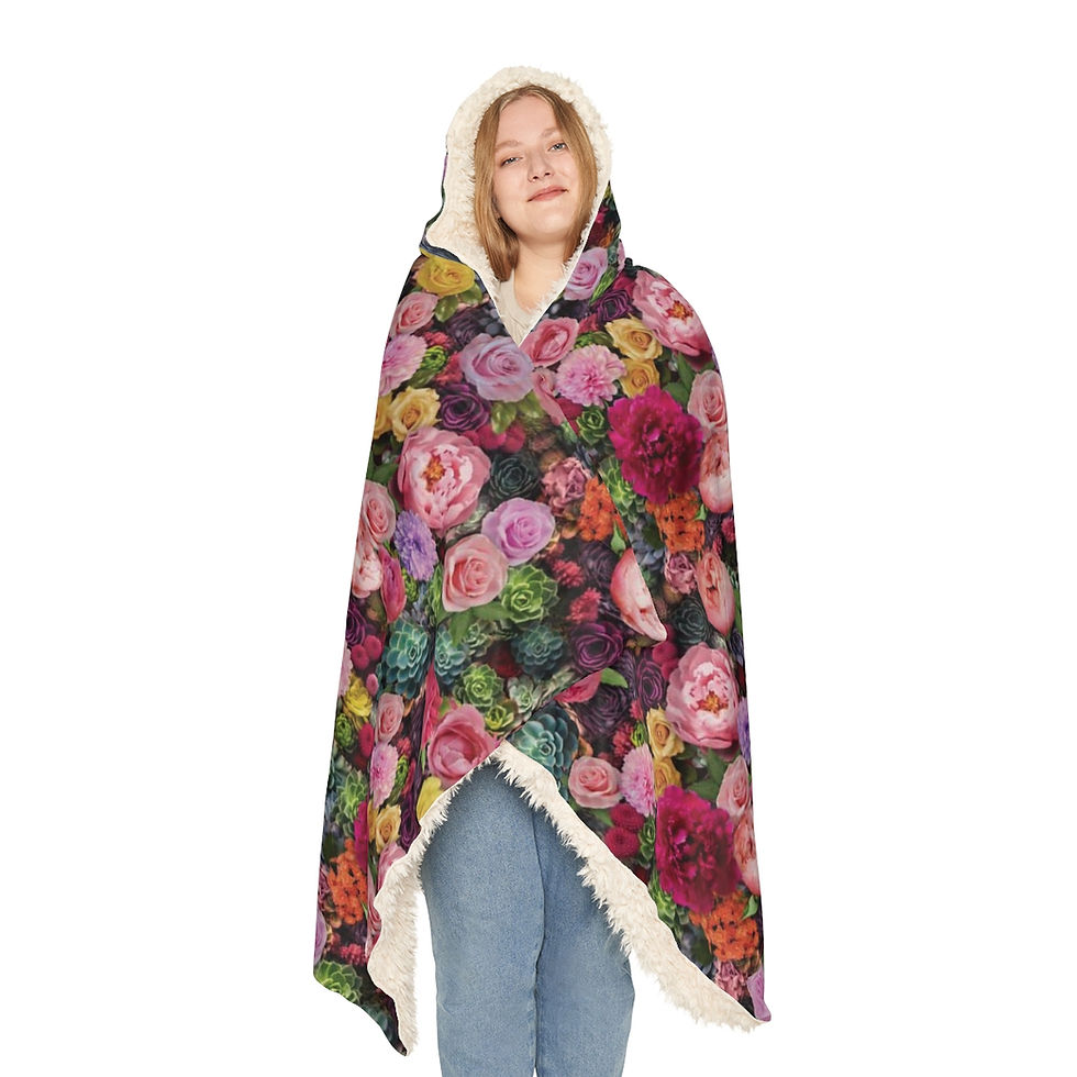 peonies roses modern botanical floral bed of flowers standard hooded blanket by georgie and lexy gifts and home bedding