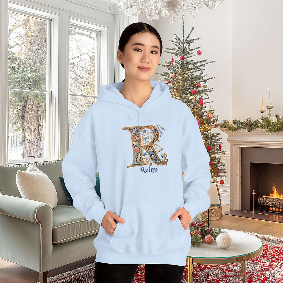 Blue Unisex Gildan 18500 Hooded Sweatshirt Personalized with name in Illuminated Letters. Georgie & Lexy Gifts & Home USA.