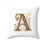 Thumbnail: Personalized Faux Suede White Throw Pillows with Illuminated Floral Alphabet A. Georgie and Lexy Gifts and Home USA.