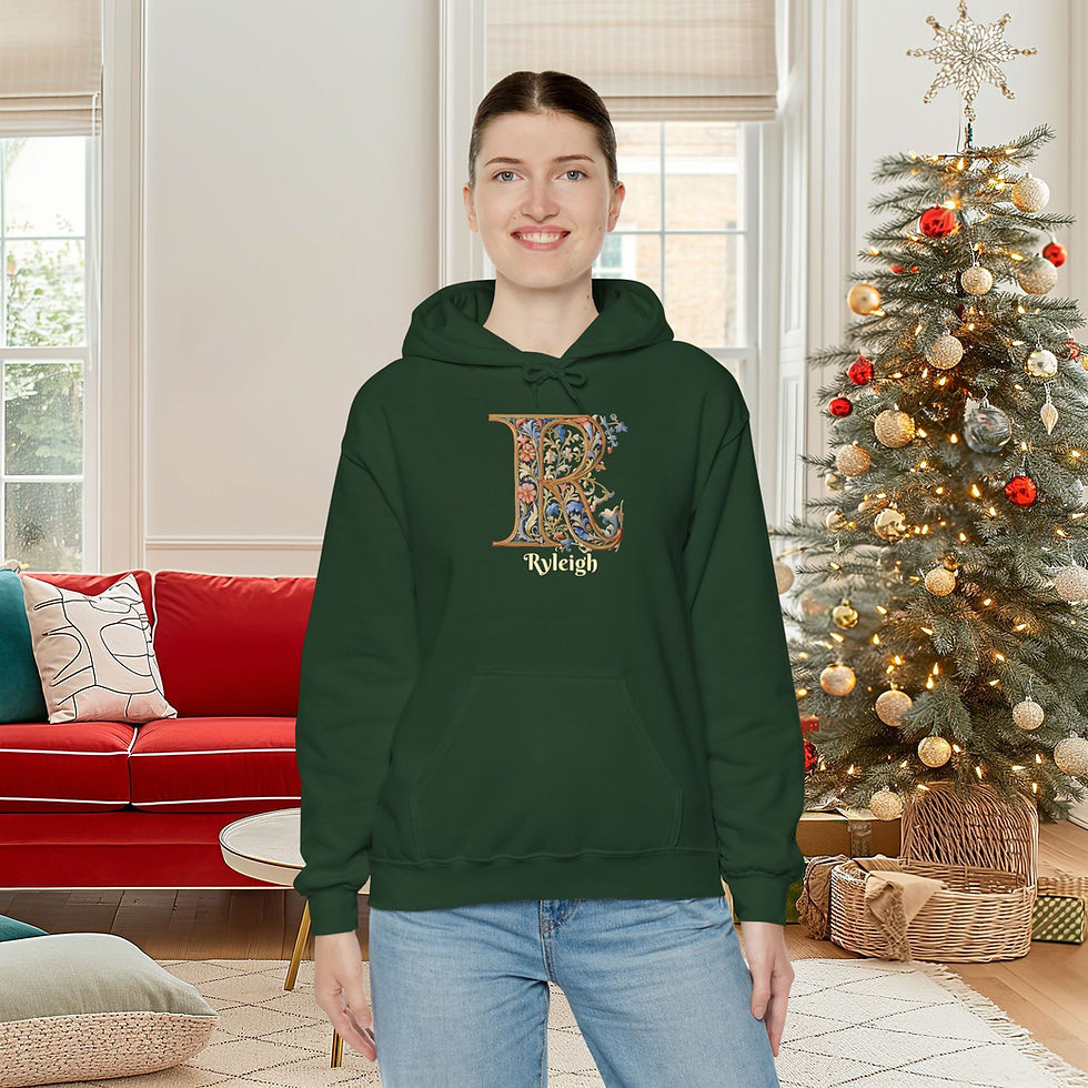 Thumbnail: Green Unisex Gildan 18500 Hooded Sweatshirt Personalized with name in Illuminated Letters. Georgie & Lexy Gifts & Home USA.