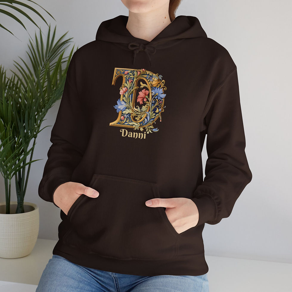 Thumbnail: Brown Unisex Gildan 18500 Hooded Sweatshirt Personalized with name in Illuminated Letters. Georgie & Lexy Gifts & Home USA.