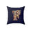 Thumbnail: Personalized Faux Suede Navy Blue Throw Pillows with Illuminated Floral Alphabet P. Georgie and Lexy Gifts and Home USA.