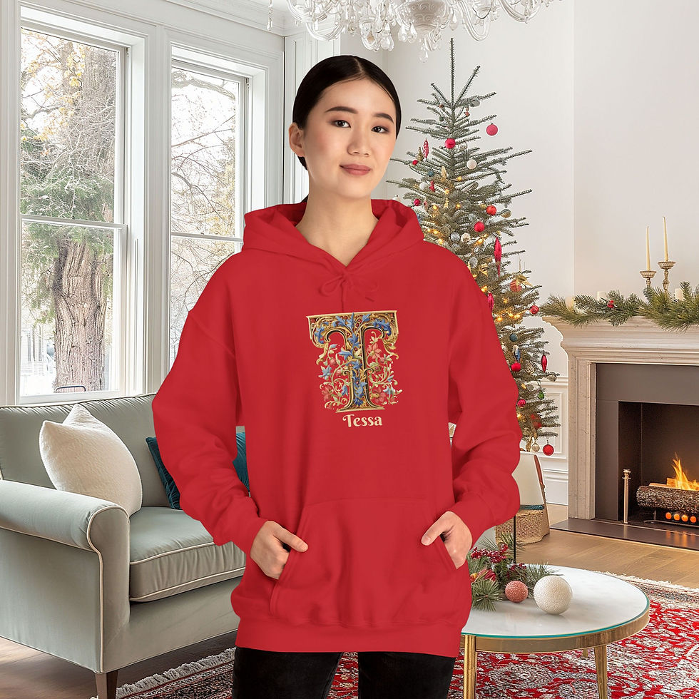 Thumbnail: Red Unisex Gildan 18500 Hooded Sweatshirt Personalized with name in Illuminated Letters. Georgie & Lexy Gifts & Home USA.