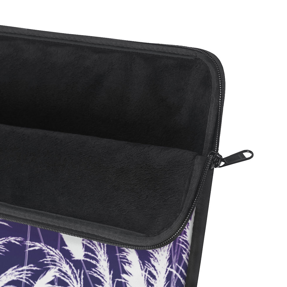 Thumbnail: purple and white sunset white pampas grass silhouette printed laptop sleeve by georgie and lexy work-travel-play