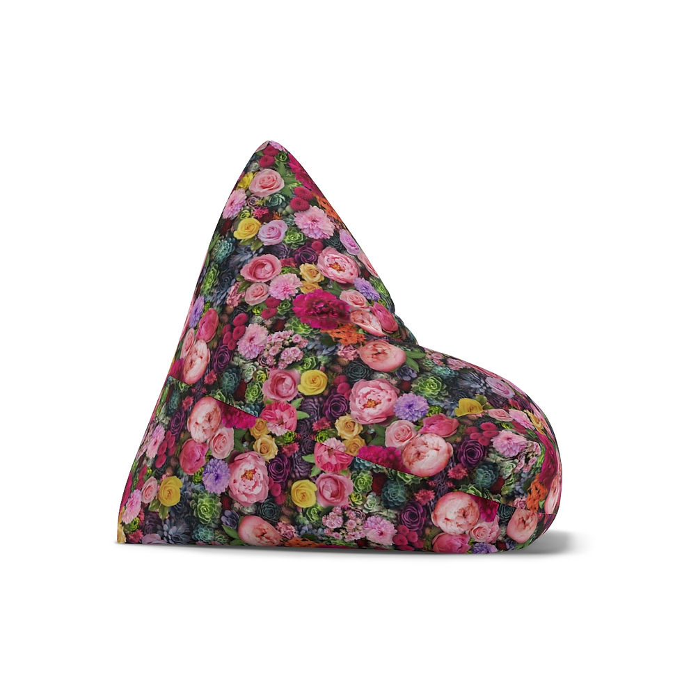 Thumbnail: Floral bean bag with pink peonies, pink and yellow roses. Country style. Boho style. By Georgie and Lexy Gifts and Home USA O