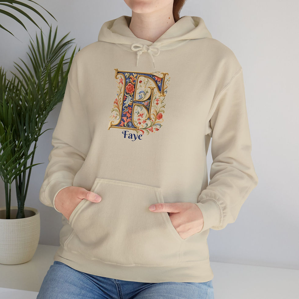 Thumbnail: Sand Unisex Gildan 18500 Hooded Sweatshirt Personalized with name in Illuminated Letters. Georgie & Lexy Gifts & Home USA.
