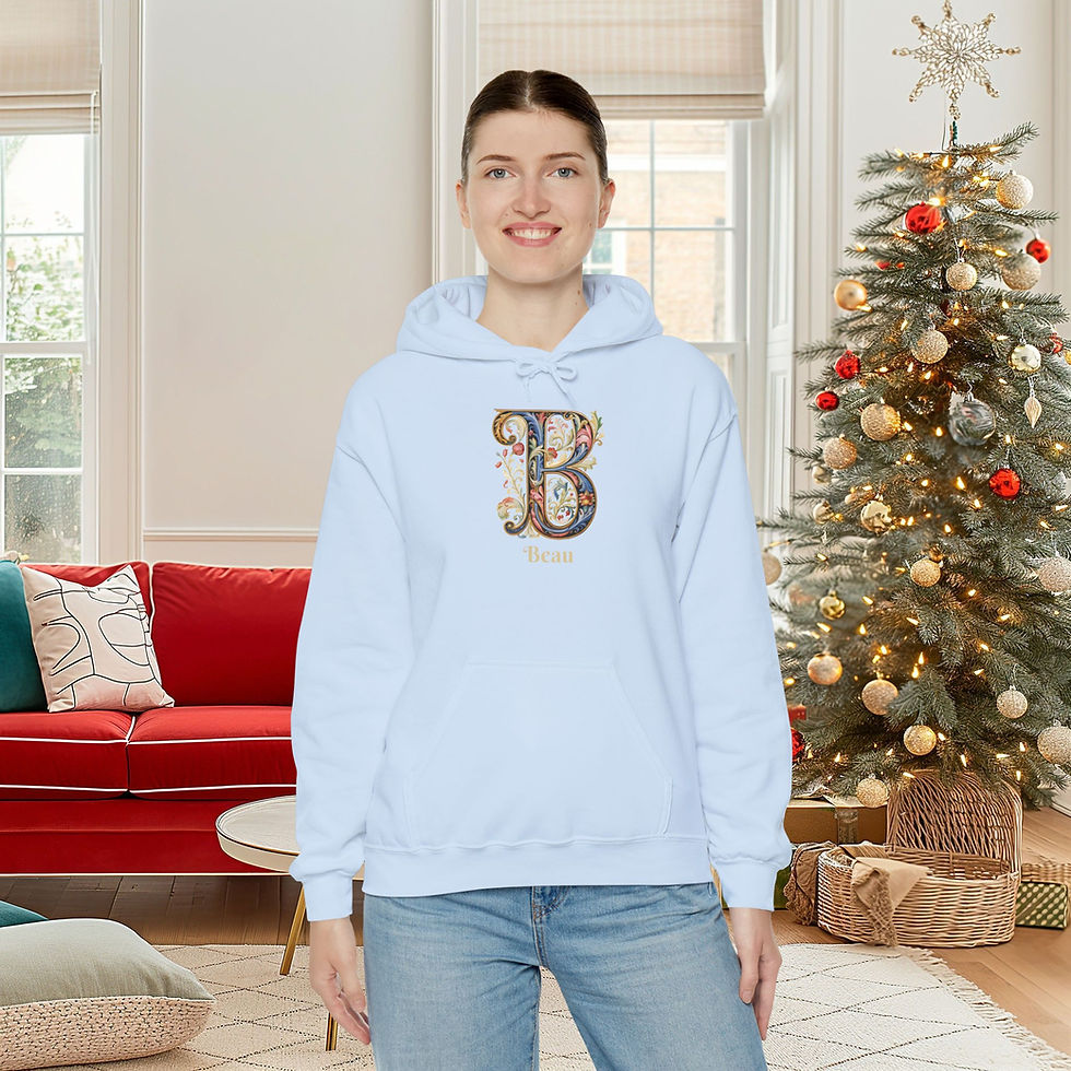 Blue Unisex Gildan 18500 Hooded Sweatshirt Personalized with name in Illuminated Letters. Georgie & Lexy Gifts & Home USA.