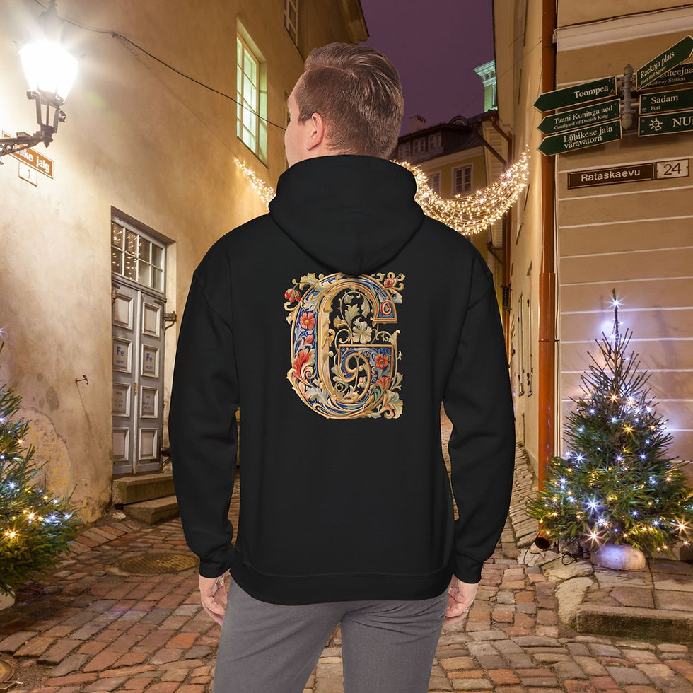 Thumbnail: Black Unisex Gildan 18500 Hooded Sweatshirt Personalized with name in Illuminated Letters. Georgie & Lexy Gifts & Home USA.