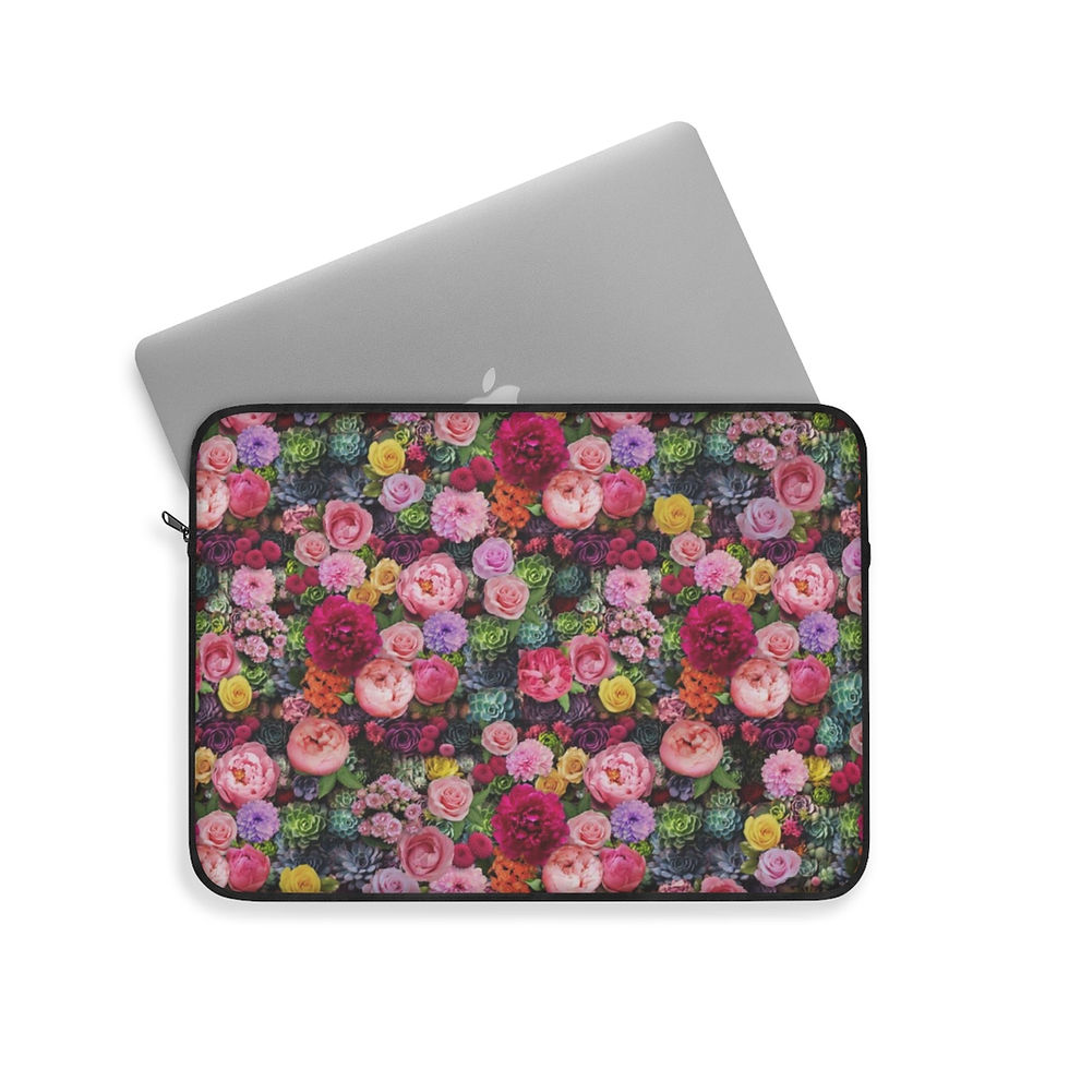 Thumbnail: Floral peonies and roses Laptop Sleeve USA 3 sizes by Georgie & Lexy
