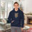 Thumbnail: Blue Unisex Gildan 18500 Hooded Sweatshirt Personalized with name in Illuminated Letters. Georgie & Lexy Gifts & Home USA.