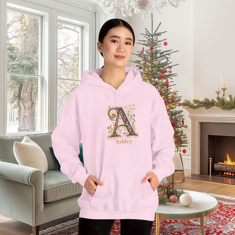 Thumbnail: Pink Unisex Gildan 18500 Hooded Sweatshirt Personalized with name in Illuminated Letters. Georgie & Lexy Gifts & Home USA.