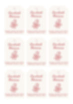 Nine circular labels for "Holiday Joy Room Spray" on a white background. Text includes "made with love" at the bottom. Simple black design.