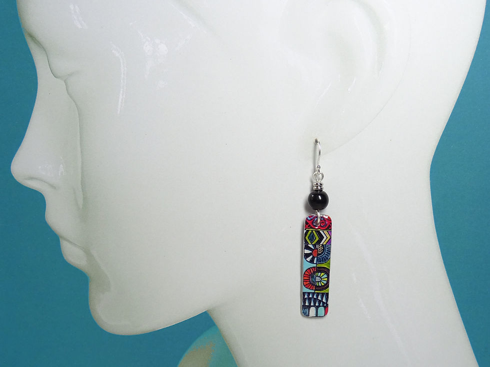 Thumbnail: Tribal earrings, rectangular patterned earrings