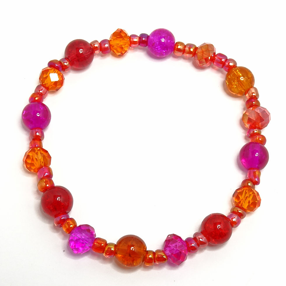 Thumbnail: COLOURFUL GLASS BEAD STRETCHY BRACELETS