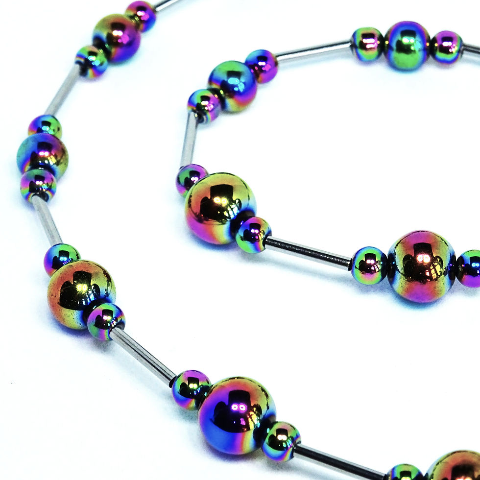 Thumbnail: Rainbow hematite necklace with round hematite beads
