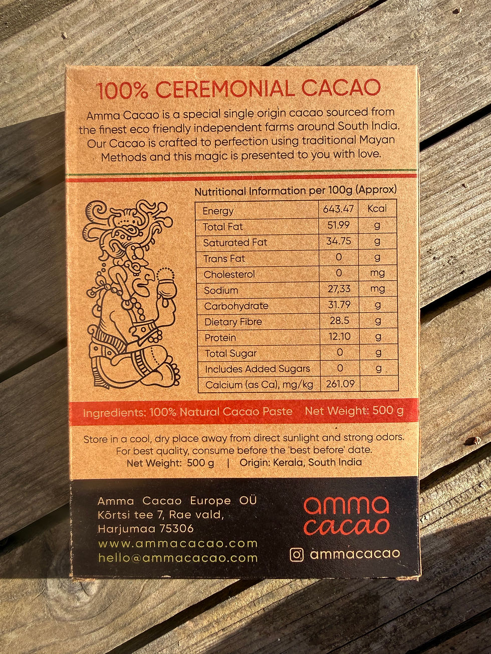 100% zeremonieller Kakao 500g - Vorderseite