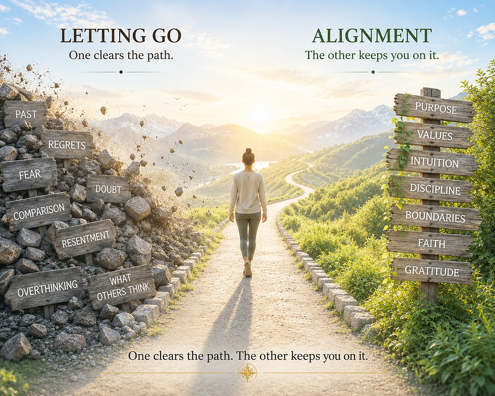 Letting Go and Alignment: One clears the path. The other keeps you on it.