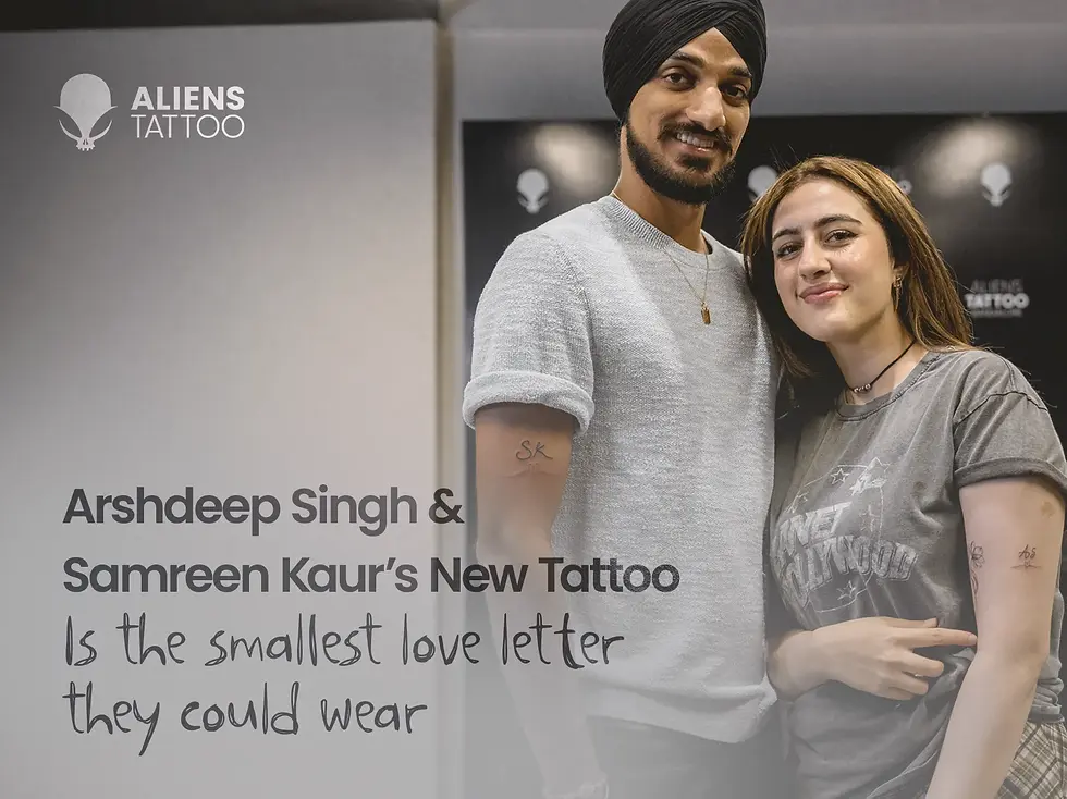 Arshdeep Singh and Samreen Kaur tattoos at Aliens Tattoo