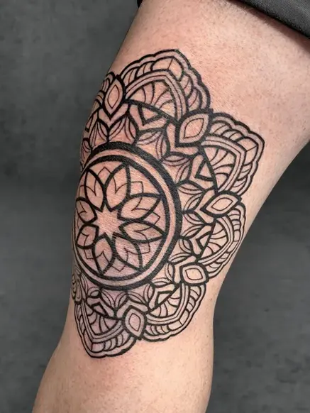 mandala tattoo on leg