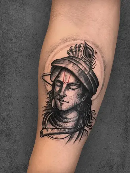 lord krishna portrait tattoo