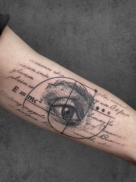eye and script tattoo