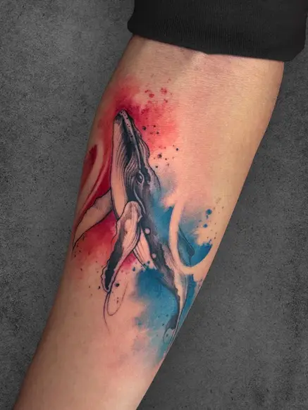 color whale tattoo