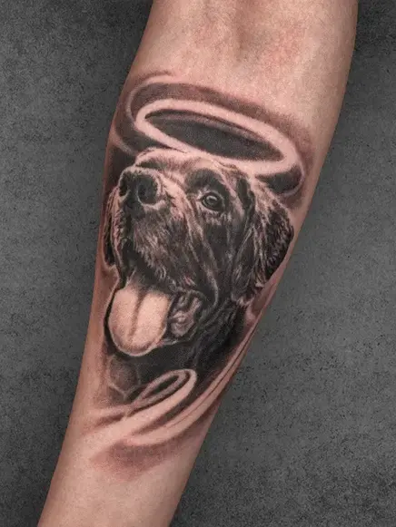 dog memorial portrait tattoo