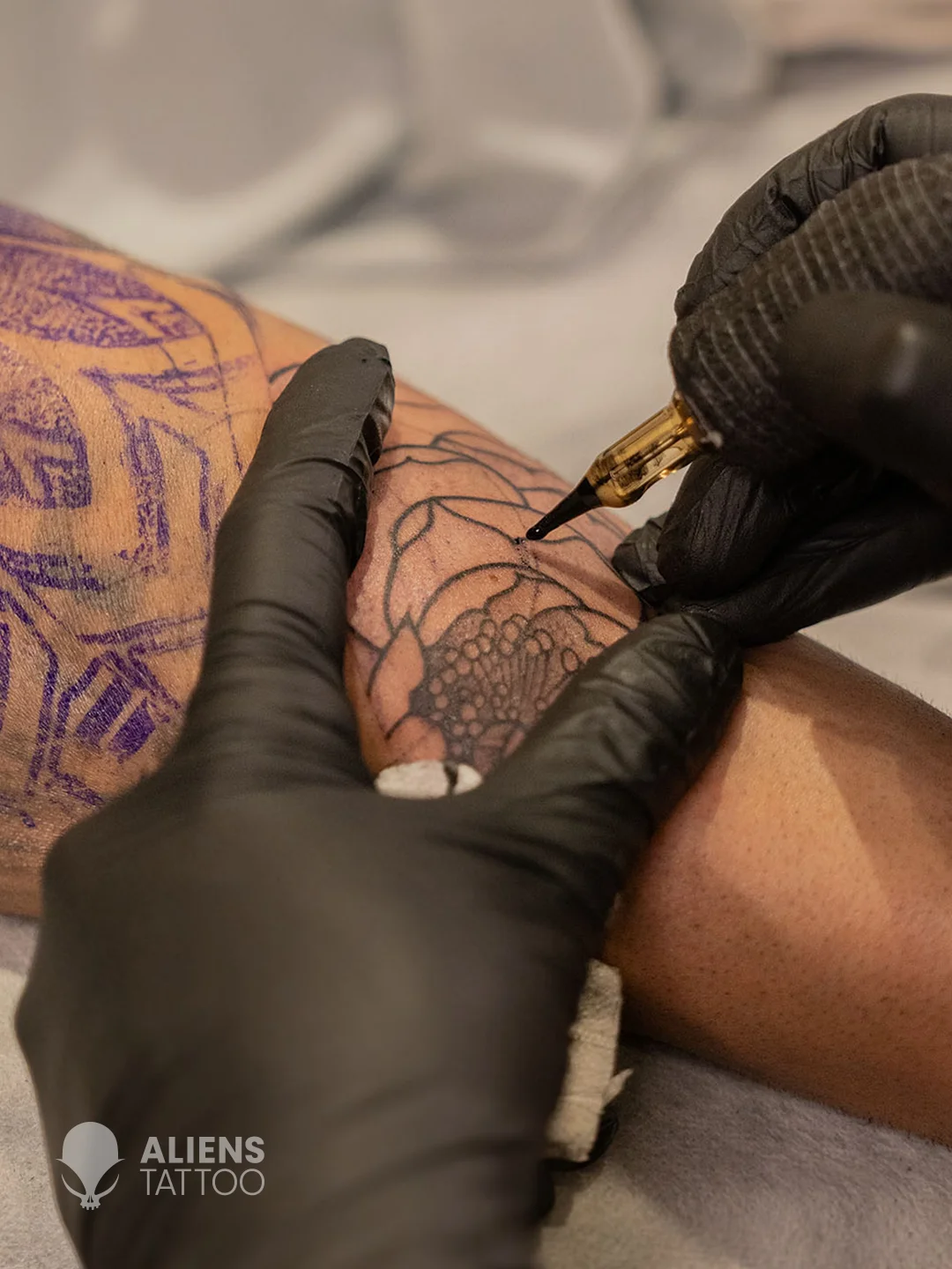 Close-up of Virat Kohli new tattoo sleeve being inked by Devendra Palav
