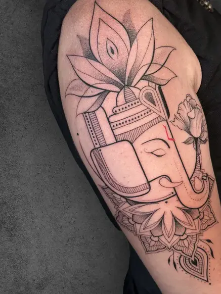fine line ganesha tattoo