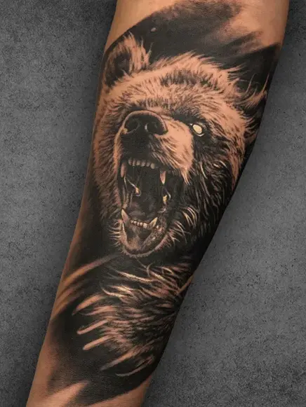 realism bear tattoo
