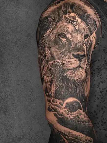 lion sleeve tattoo