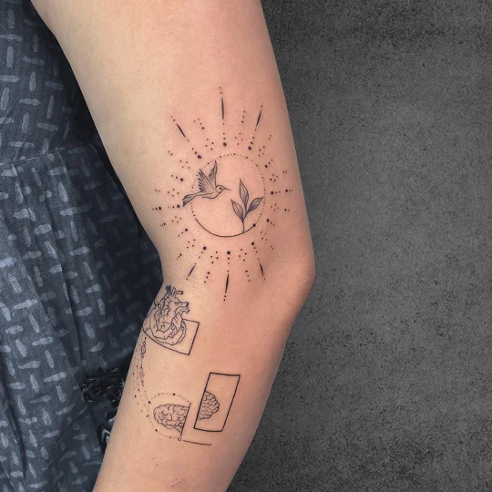 Minimalist fine line tattoo showcasing intricate details by Sakshi Panwar
