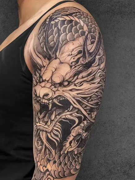 japanese dragon realism tattoo