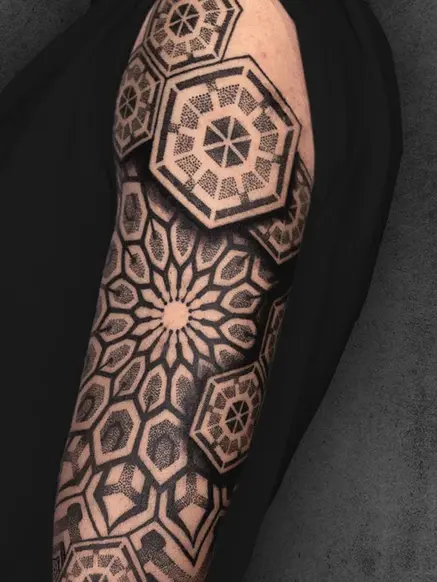 geometric and dotwork tattoo design