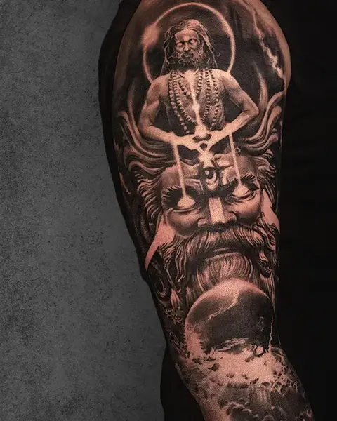 meditating aghora and shiva tattoo